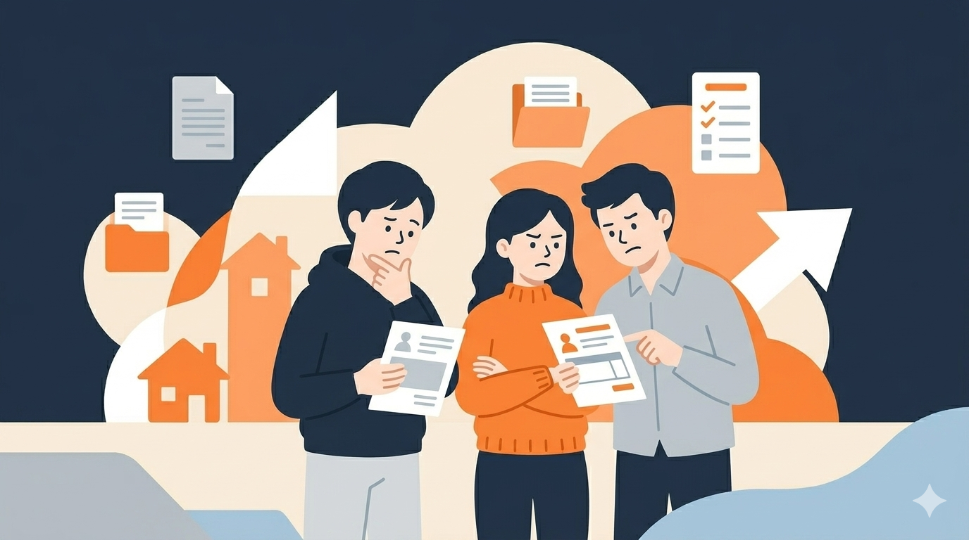 費用に困っている人々のイラスト